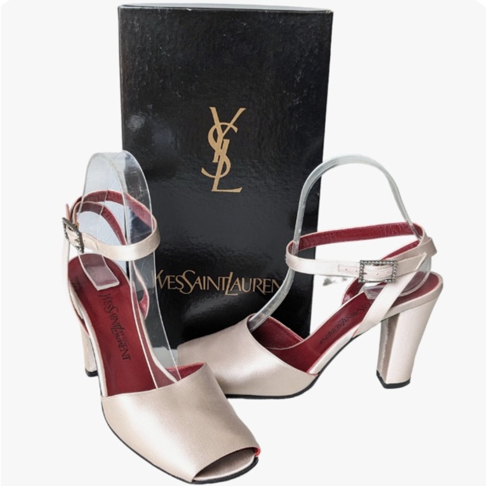 VINTAGE YSL Yves Saint Laurent Satin Heels in Frost